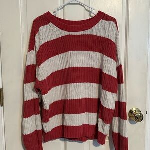 American Eagle Outfitters Red and White Striped Sweater